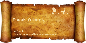Medek Albert névjegykártya